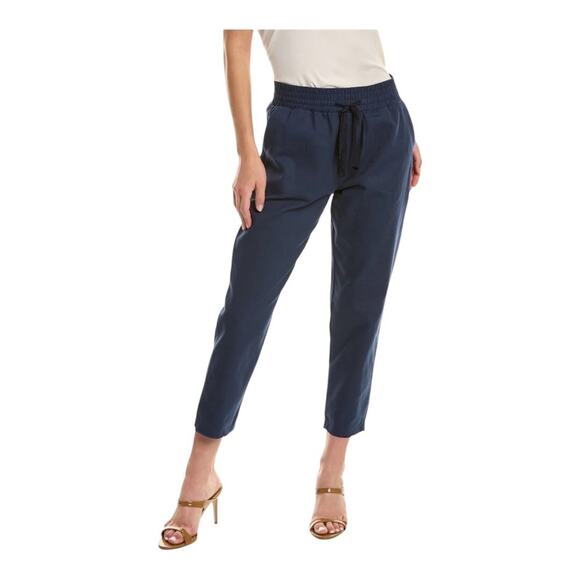 Area Stars NWT Women’s Navy Blue Ali Cropped Drawstring Cut Hem Pants Large - Picture 1 of 16